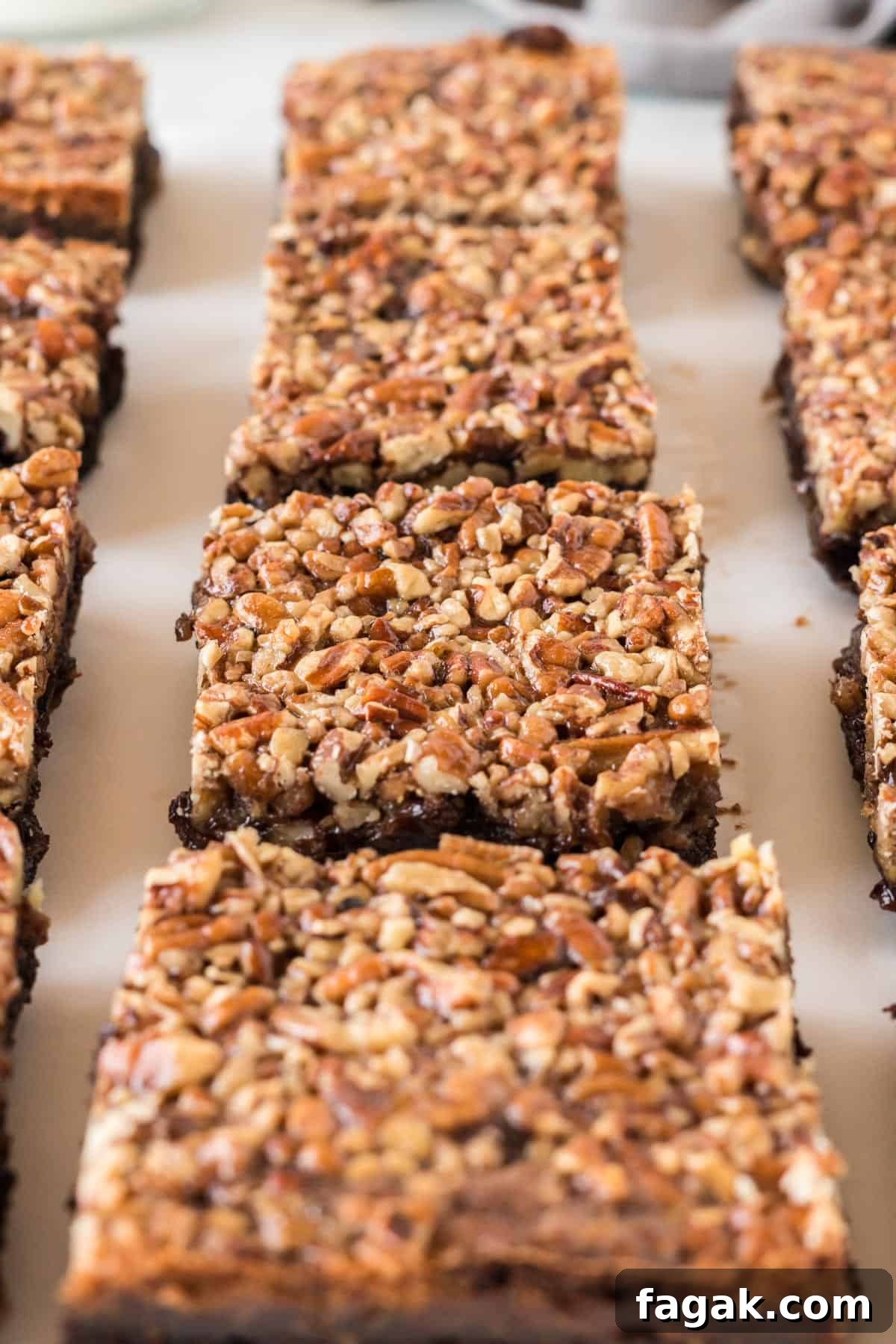 pecan pie brownies cut into squares