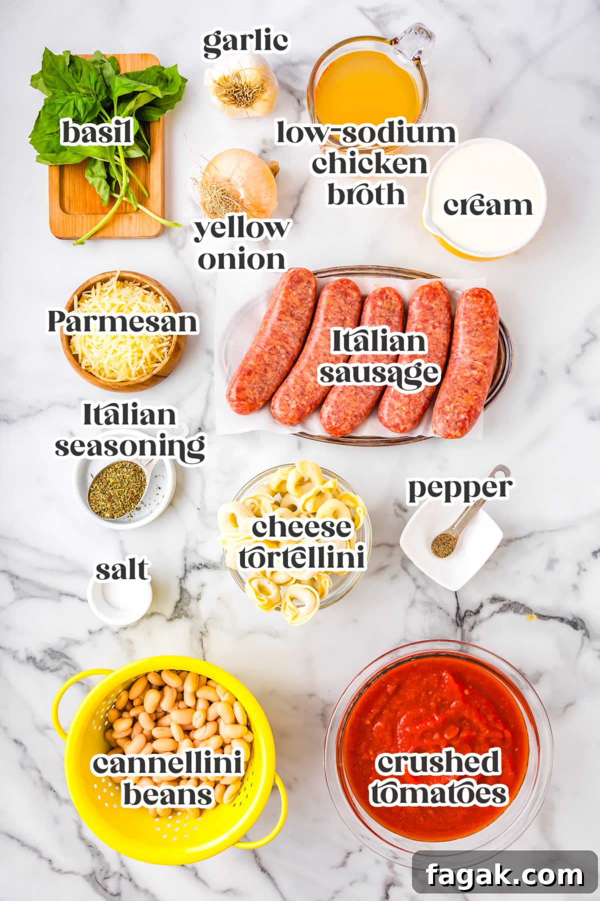 The recipe ingredients with text overlay labeling each.