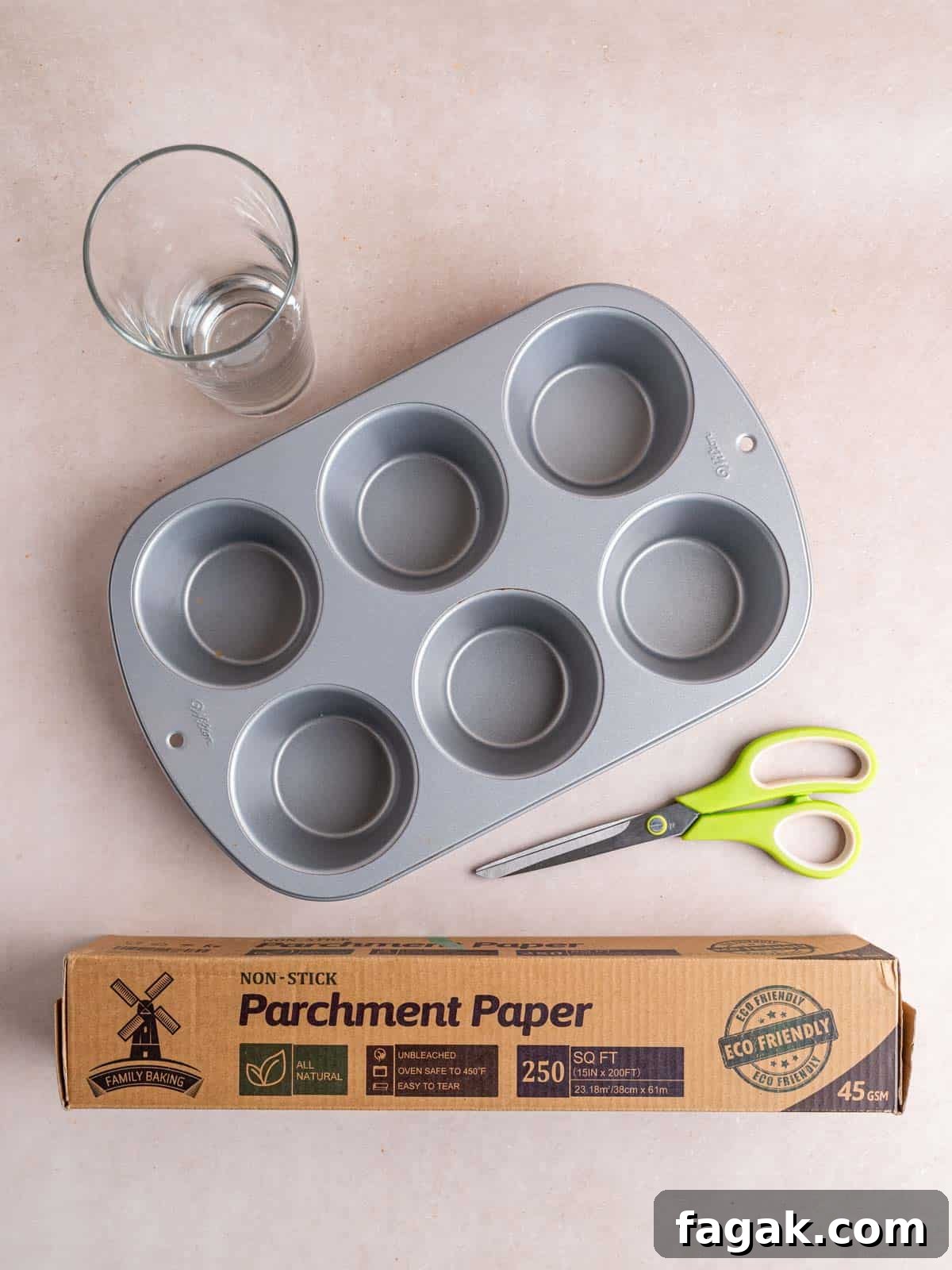 Items needed to make your own muffin liners.