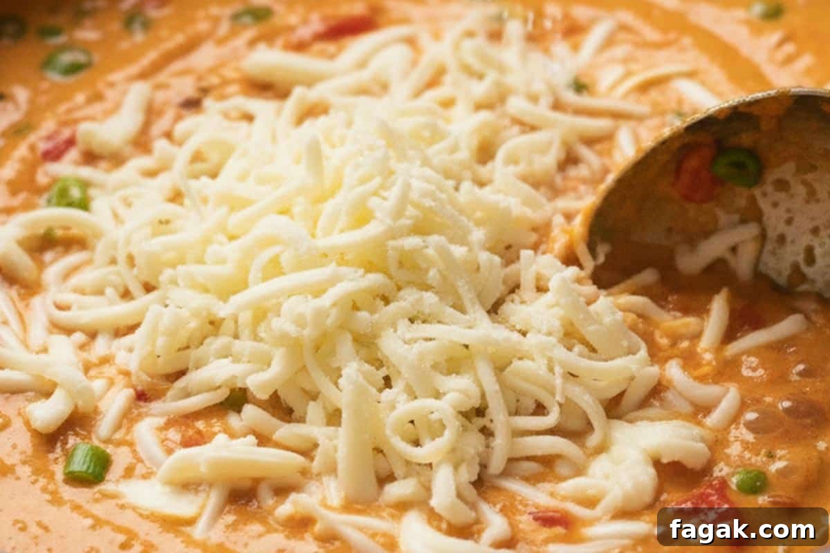Added the shredded mozzarella to the saucepan.