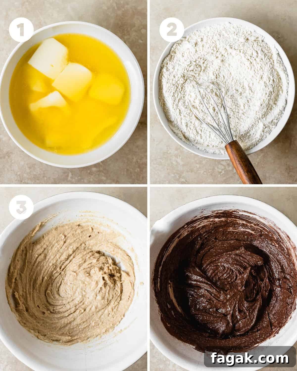 In a small bowl, melt the butter for 1 minute in the microwave. The butter should be mostly melted with some unmelted pieces. Cool the butter in the fridge for about 20 minutes. In another bowl whisk together the flour, baking soda, and salt until well combined. Set aside for now. In a large mixing bowl, whisk in the cooled melted butter with the light brown and granulated sugars until well combined. Whisk in the egg, egg yolk, vanilla extract and cocoa powder until smooth and well combined. Stir the dry ingredients into the wet until just combined. Cover the chocolate cookie dough and chill in the fridge while the oven preheats. 