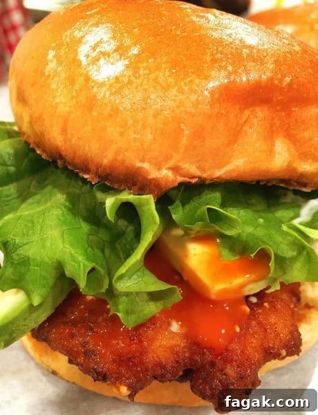 Buffalo Chicken Sandwich with Bleu Cheese and Crispy Ranch 10 Close up of Buffalo Bleu Cheese Sandwich