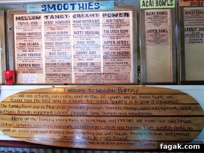 Talking Story: Hawaiian Food Adventures and Local Flavors 3 menu and welcome paragraph at Waialua Bakery
