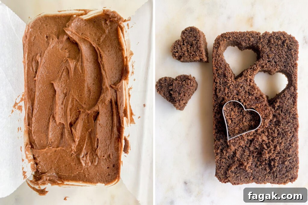 A buttery, mini loaf cake with vanilla cake on the outside and a surprise chocolate heart on the inside!