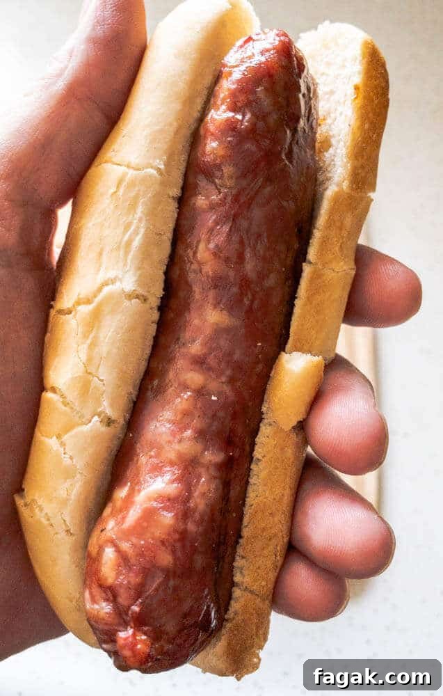 smoked brat close up