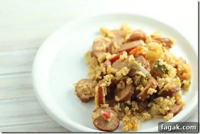 rice peppers sausage