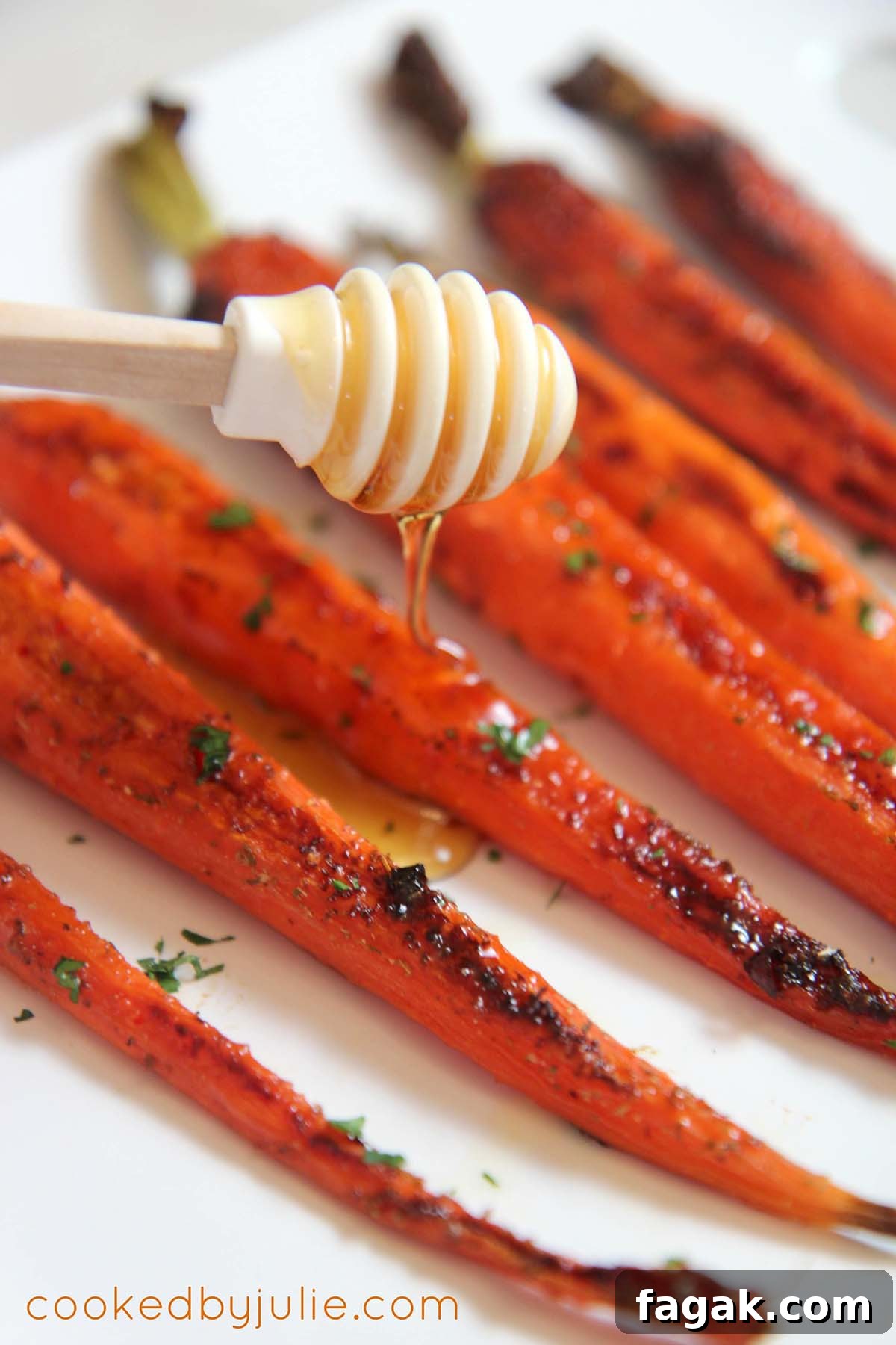 roasted carrots with honey on top.
