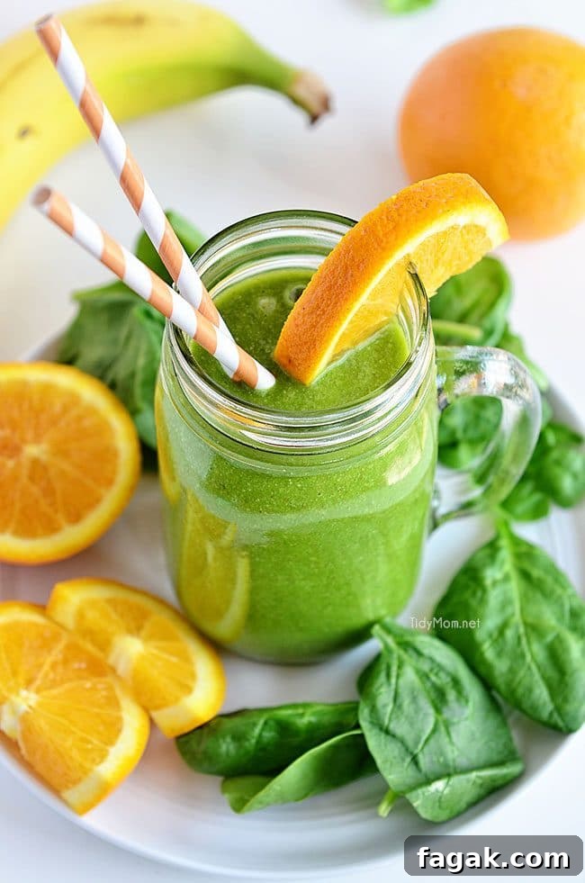 Energy Lift Tropical Green Smoothie on white plate