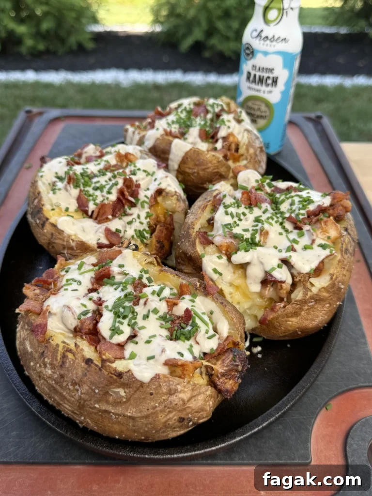 4 baked potatoes on the plate