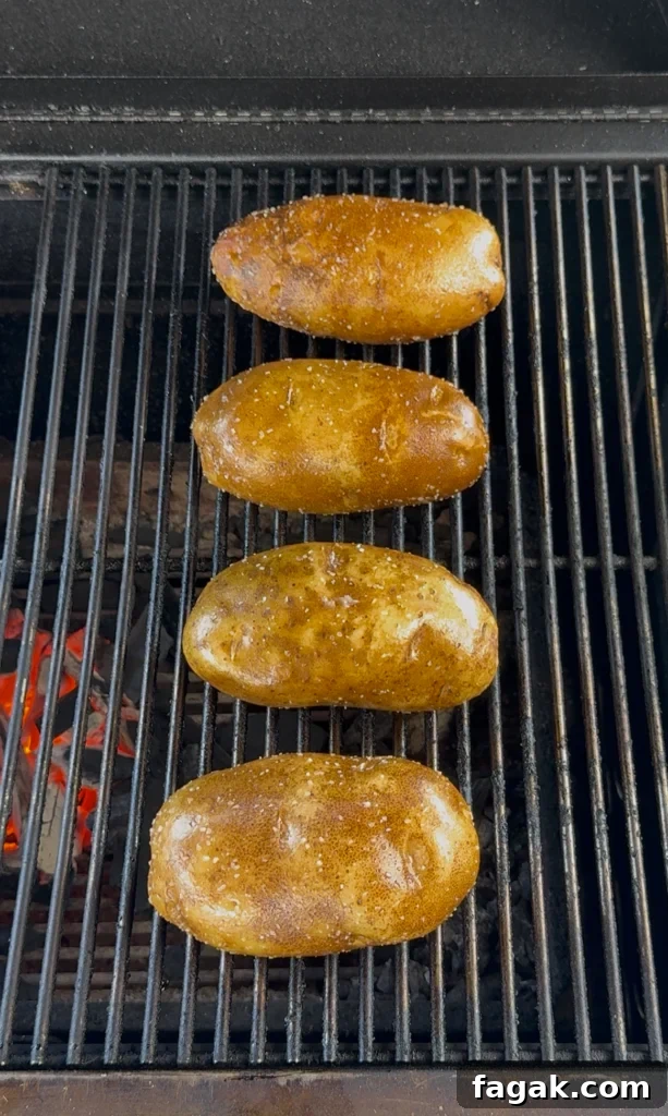 crispy skin on potatoes on the grill