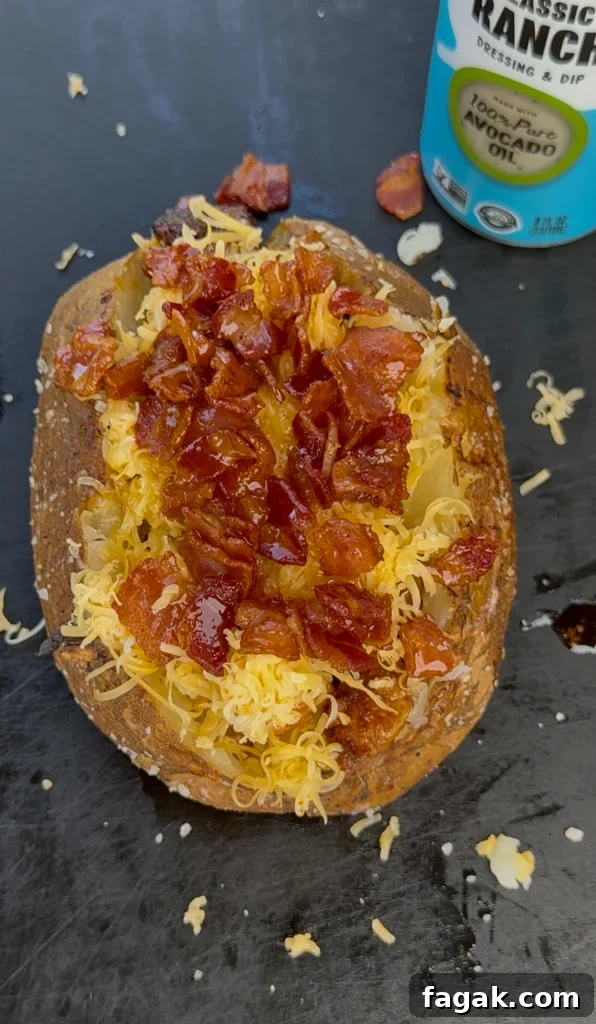 loaded potato with cheese and bacon