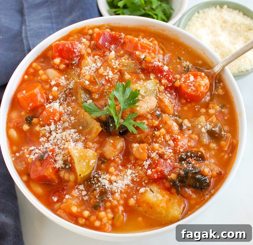 Vegetable Soup with Cabbage blue napkin