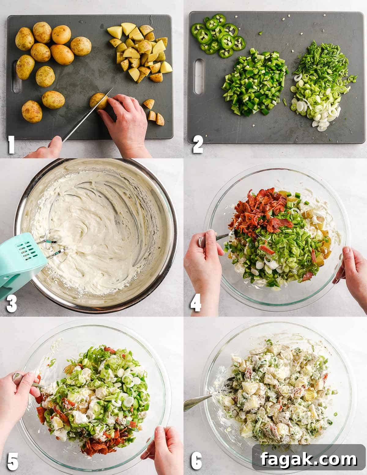 Jalapeno Popper Potato Salad Step by Step Collage