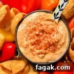 a dipping bowl of corn dip surrounded by Fritos and mini peppers
