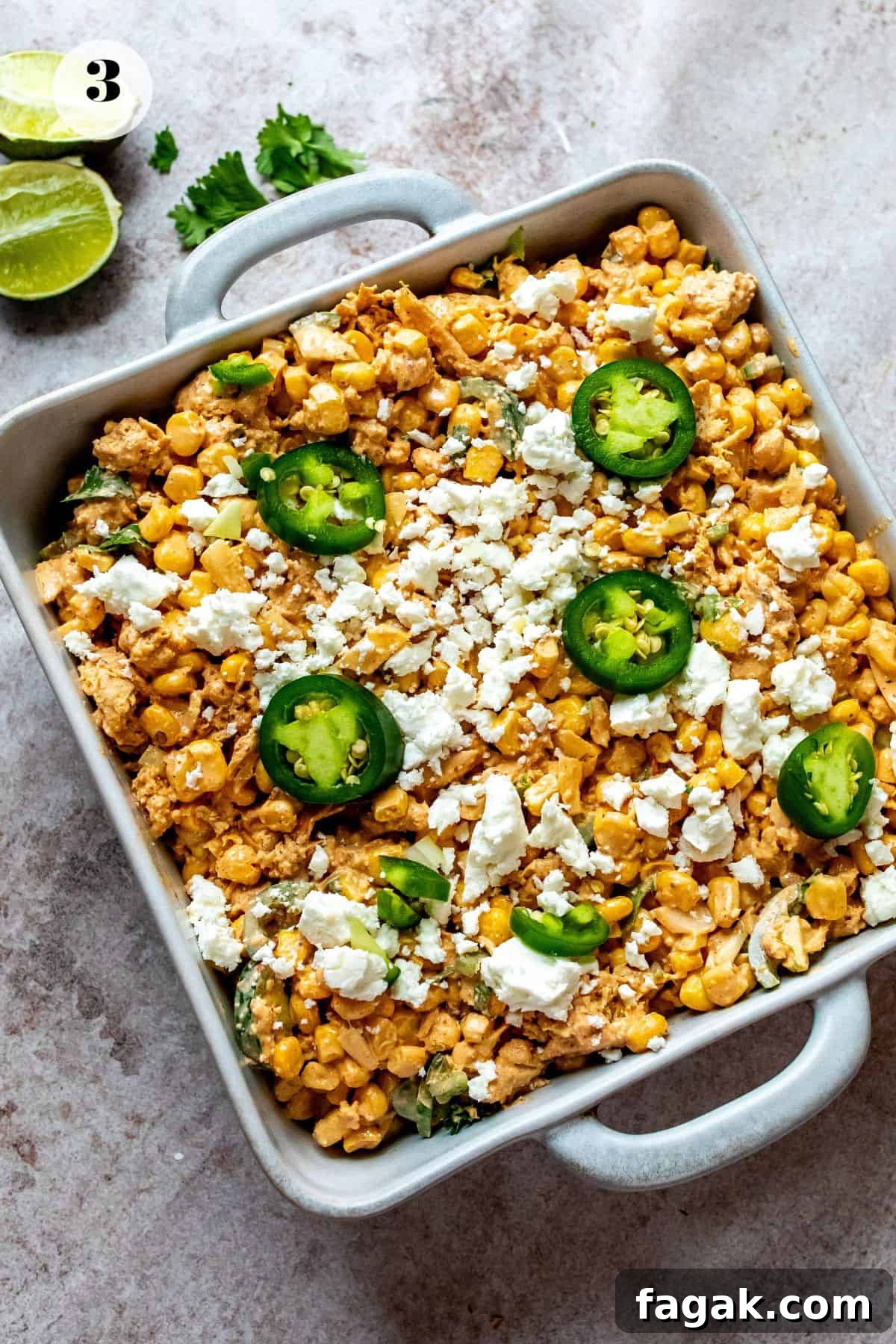 An image of corn casserole before baking.