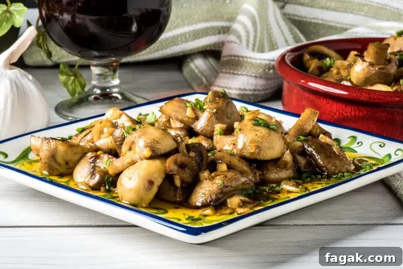 Garlic mushrooms in skillet