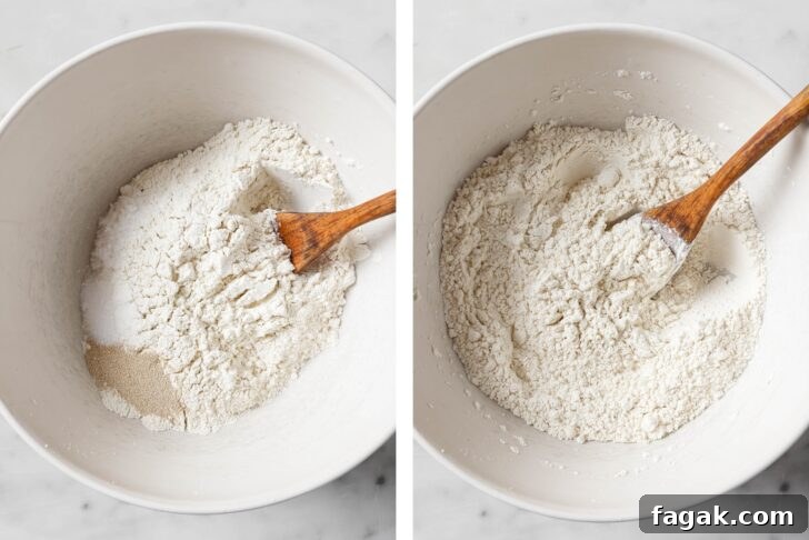 Foolproof Keema Naan Recipe: Step-by-Step Guide for Perfect Stuffed Bread 6 Dry ingredients in a bowl for the dough to make Keema Naan
