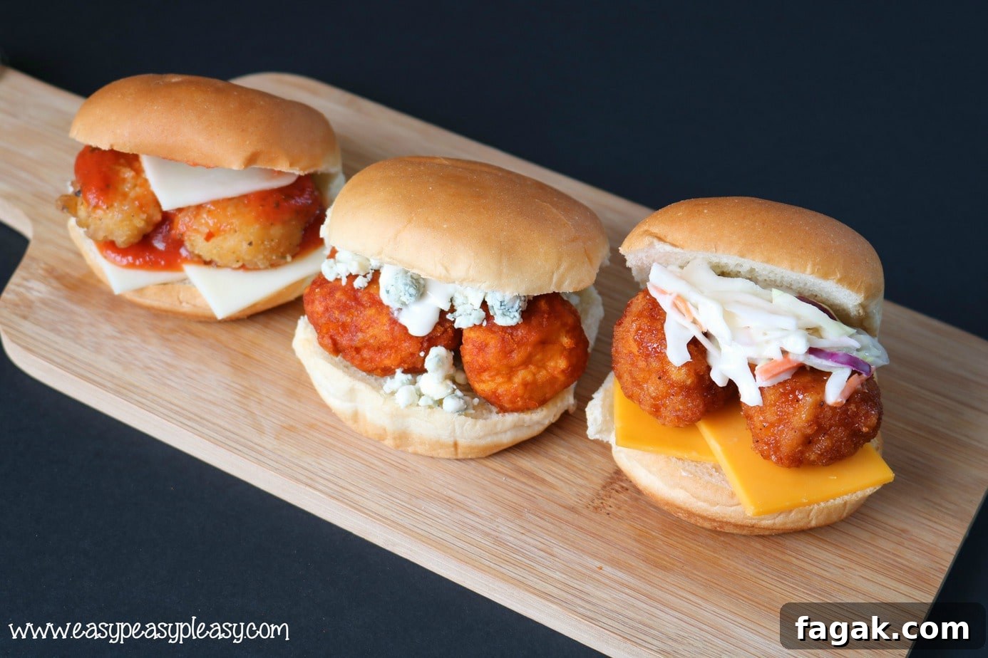 Easy Chicken Sliders made 3 ways.