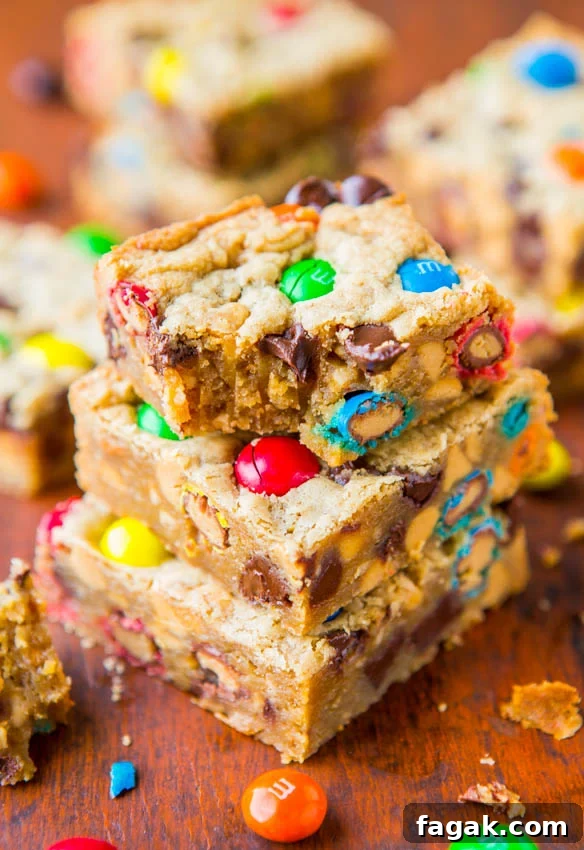 Triple Peanut Butter Monster Cookie Bars
