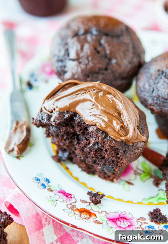 Chocolate Chocolate-Chip Muffins with Nutella