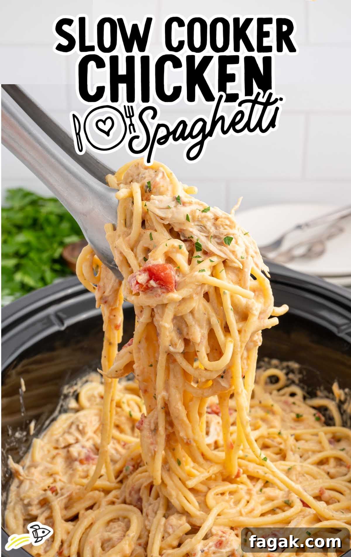 a Slow Cooker of Chicken Spaghetti