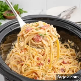 a Slow Cooker of Chicken Spaghetti