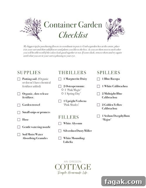 Plant and supplies printable checklist