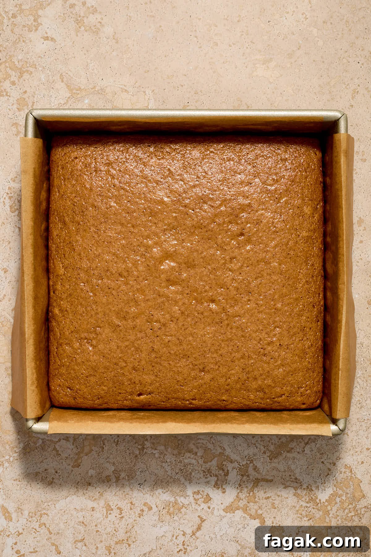 Cake baked in the pan.