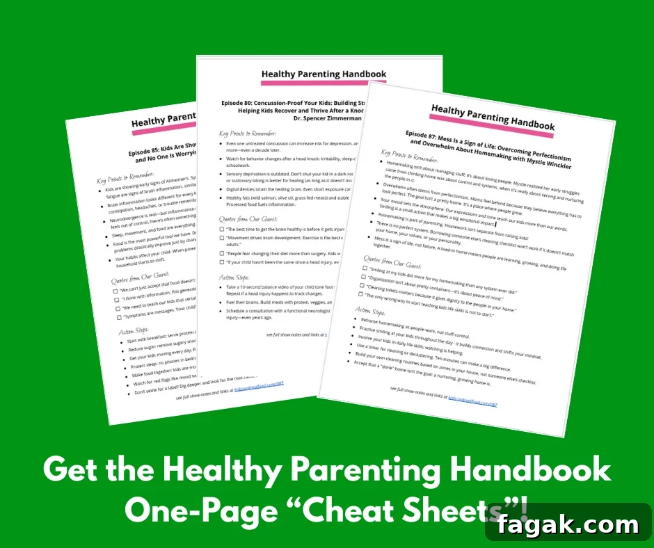 one-page cheat sheets for the Healthy Parenting Handbook