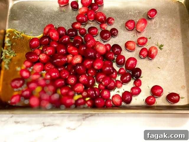cranberries, thyme and maple syrup