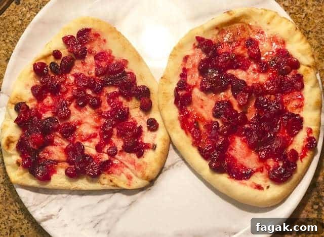 naan and roasted cranberries