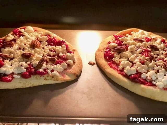 baked naan cranberry pizza