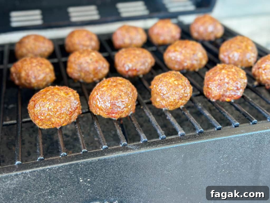 Smoked meatballs on a pellet grill 