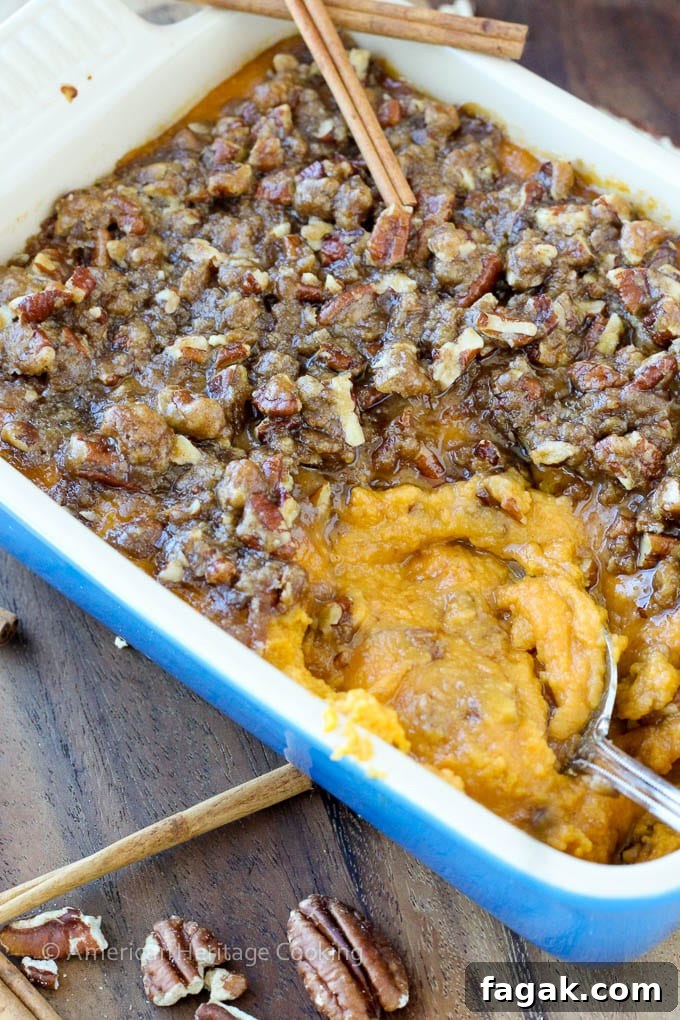 Lightened Sweet Potato Casserole Recipe: Lower-Calorie Holiday Side 4 An easy recipe for Sweet Potato Casserole Lightened Up! Still packed with brown sugar, buttery goodness but with half the calories!