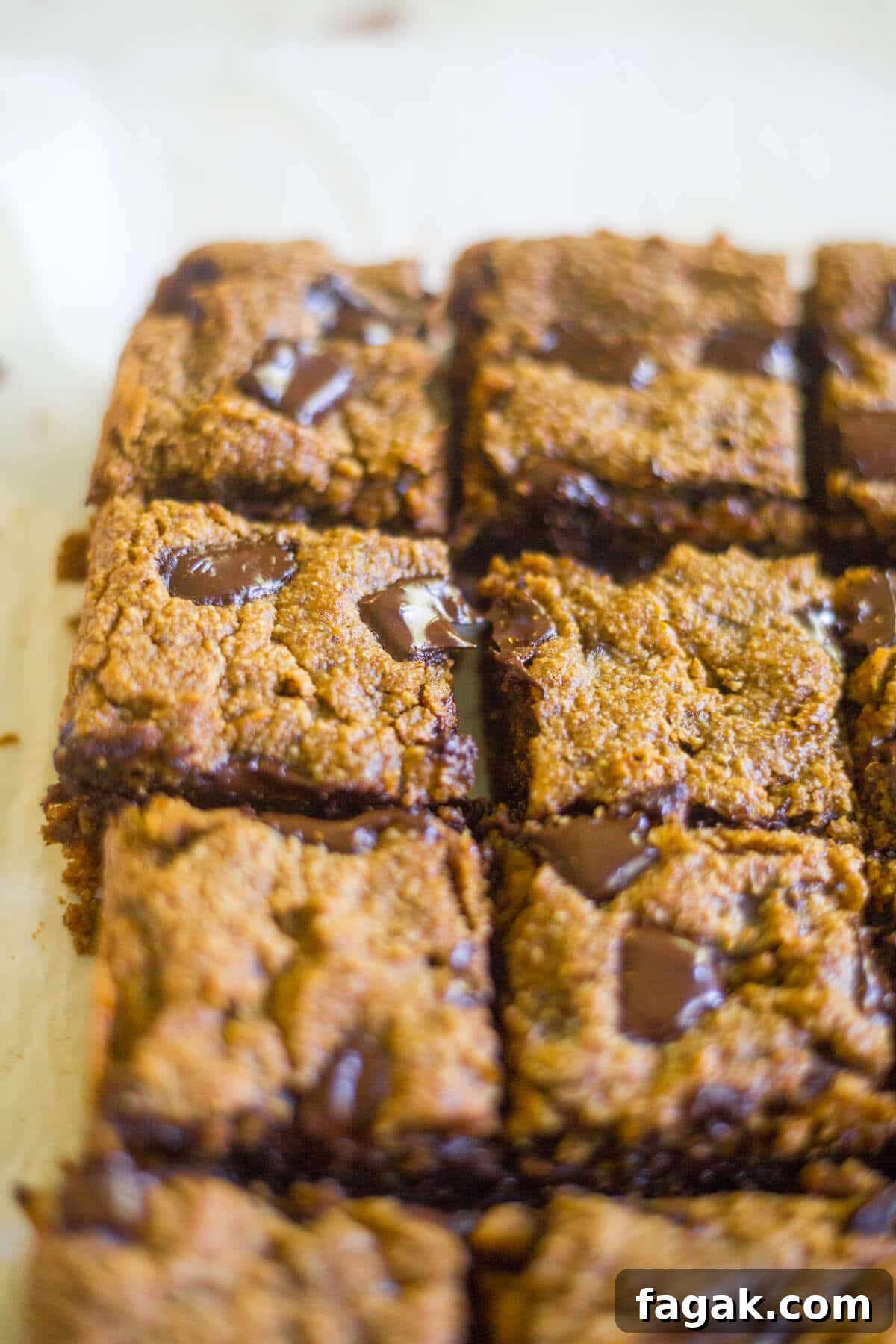 Paleo Pumpkin Chocolate Chunk Blondies are a healthier alternative to all your pumpkin desserts! These paleo blondies are thick and chewy and filled with pumpkin and extra large chocolate chunks.