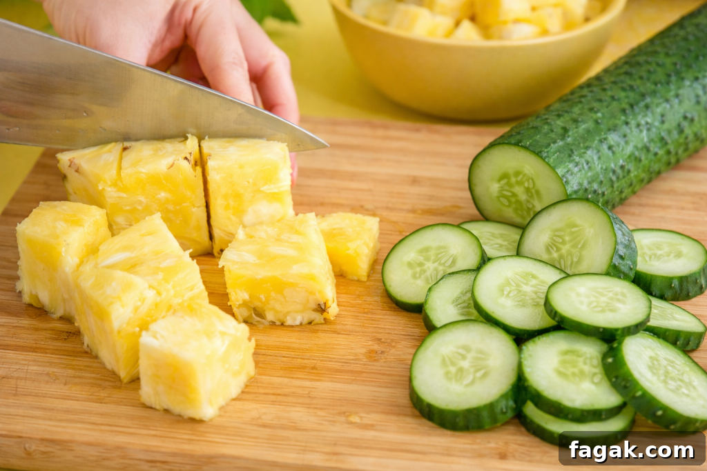 Chopped cucumber in blender