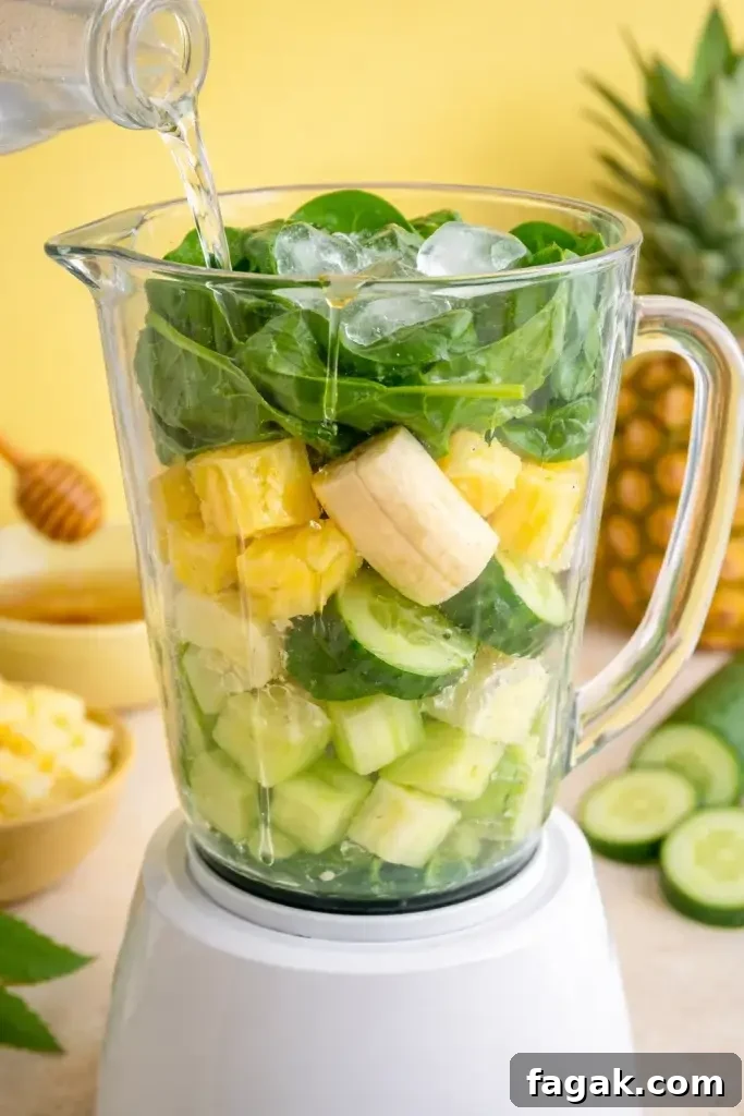 Green smoothie in glass