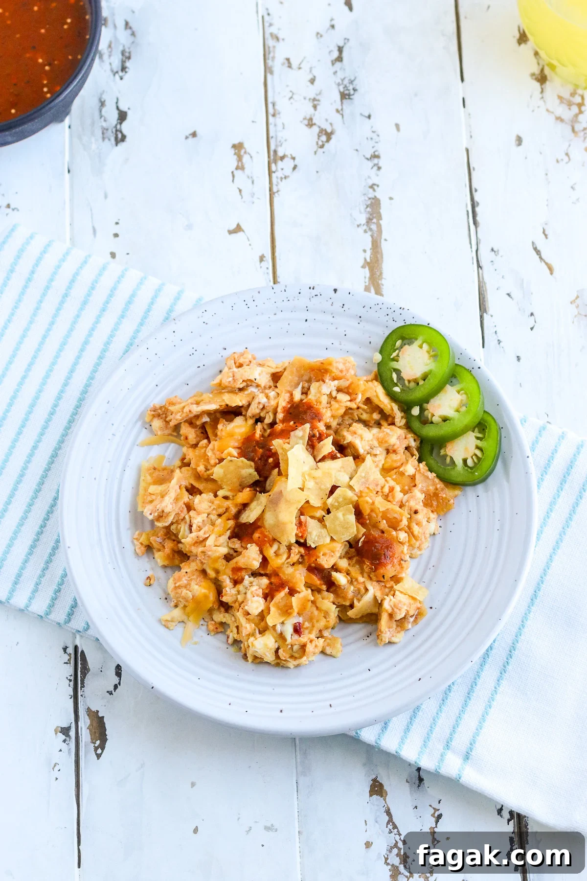 plate of eggs with extra salsa
