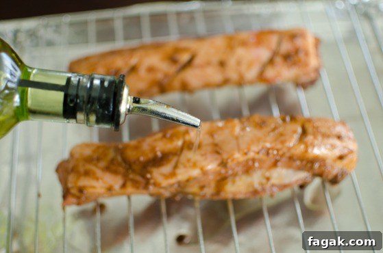 Drizzle oil over the pork belly before you bake