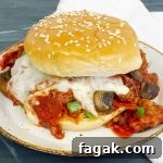 Pizza Sloppy Joe Sandwich on a white plate
