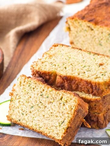 A stack of sliced almond flour zucchini bread