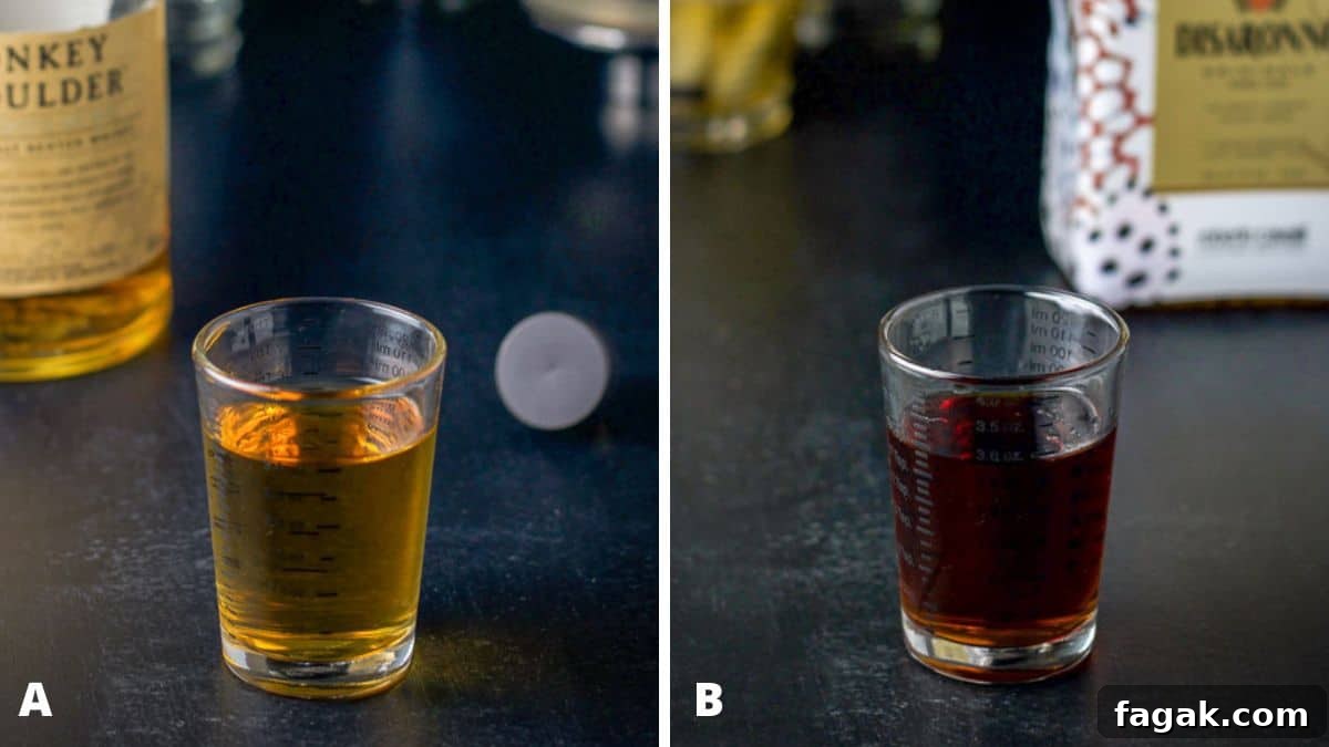 How to Make a Classic Godfather Cocktail: Recipe & Tips 4 Scotch and amaretto measured out