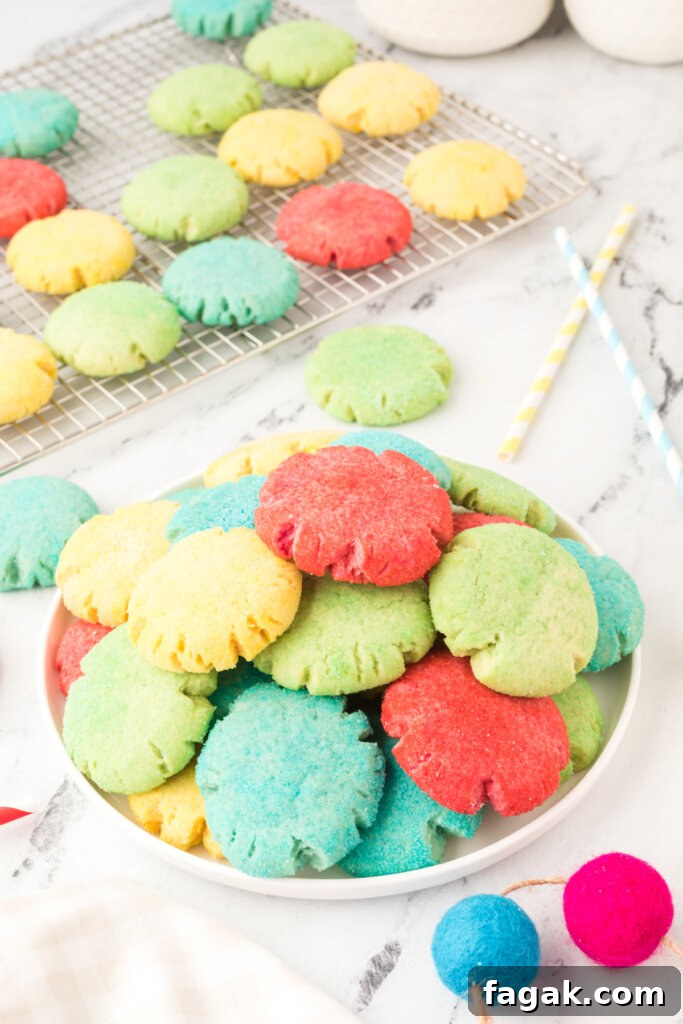 plateful of colorful cookies