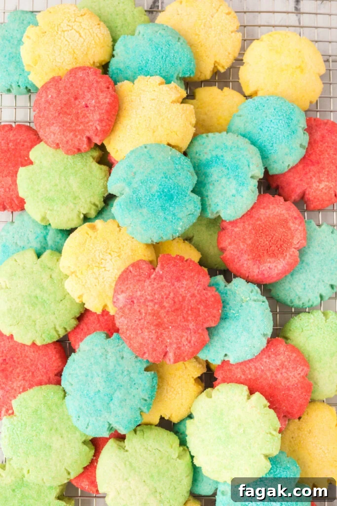 looking down onto different colors of jello cookies