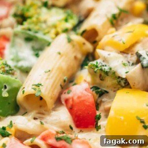 white sauce pasta with vegetables
