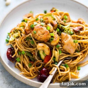 cashew chicken noodles stir-fry