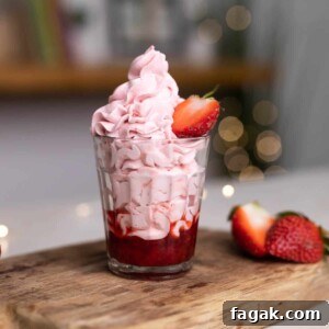 strawberry mousse layered in a glass