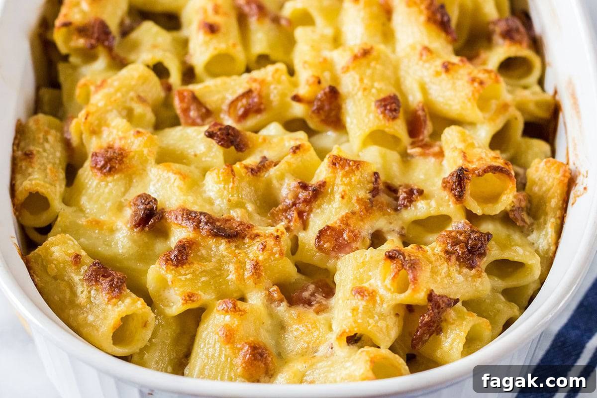 pan of baked macaroni and cheese.