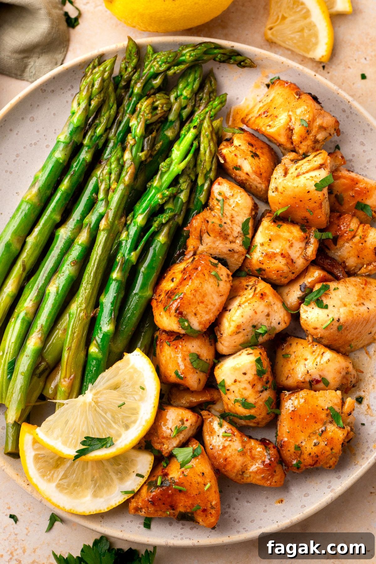 Garlic Butter Chicken Bites with Asparagus