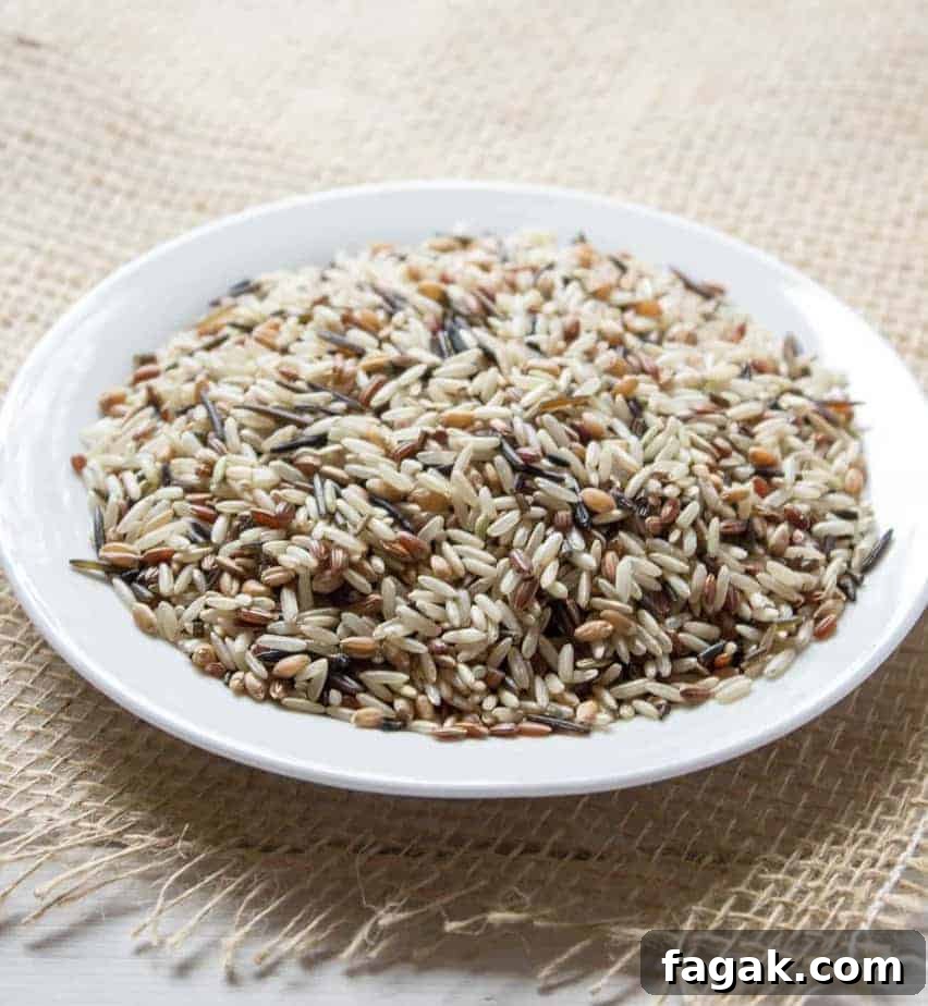 A plateful of wild rice mixed with other rice.